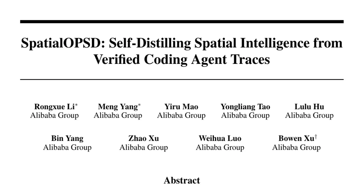 SpatialOPSD: Self-Distilling Spatial Intelligence from Verified Coding Agent Traces