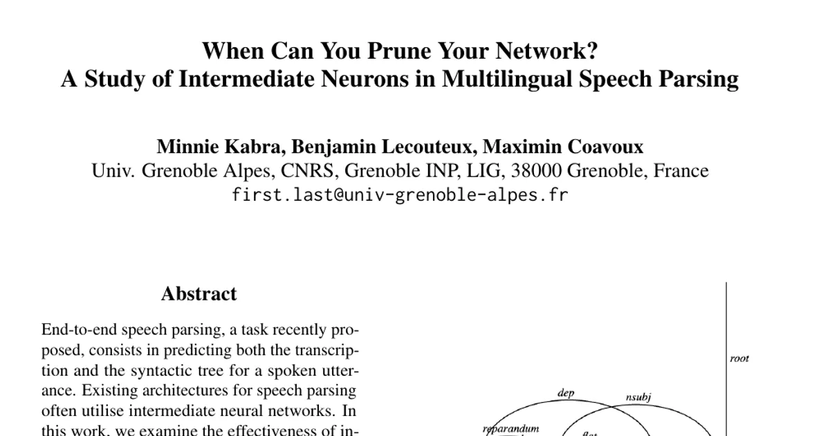 When Can You Prune Your Network? A Study of Intermediate Neurons in Multilingual Speech Parsing