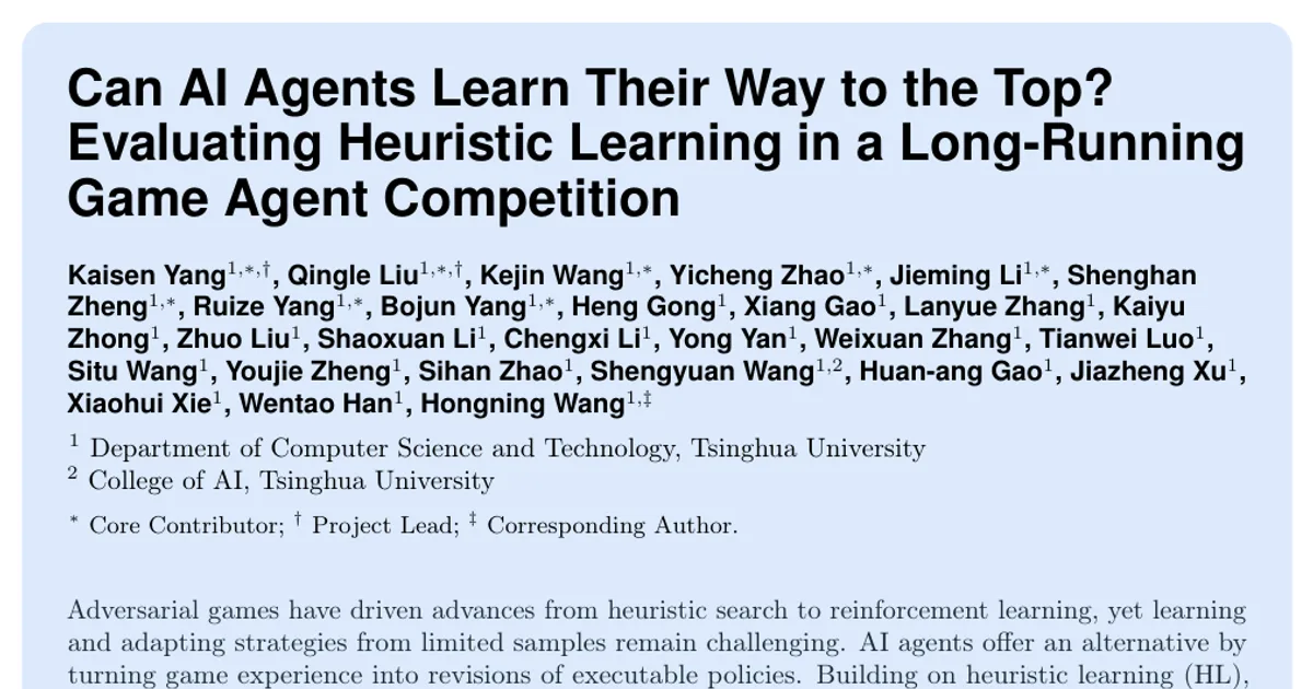 Can AI Agents Learn Their Way to the Top? Evaluating Heuristic Learning in a Long-Running Game Agent Competition