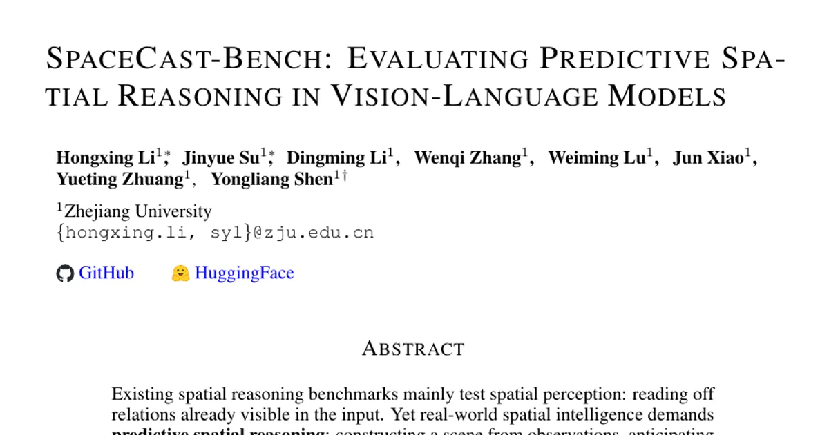 SpaceCast-Bench: Evaluating Predictive Spatial Reasoning in Vision-Language Models