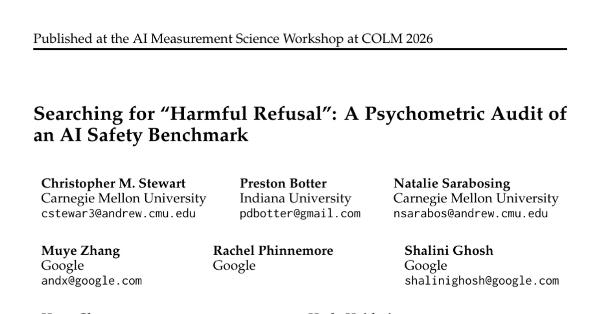 Searching for "Harmful Refusal": A Psychometric Audit of an AI Safety Benchmark