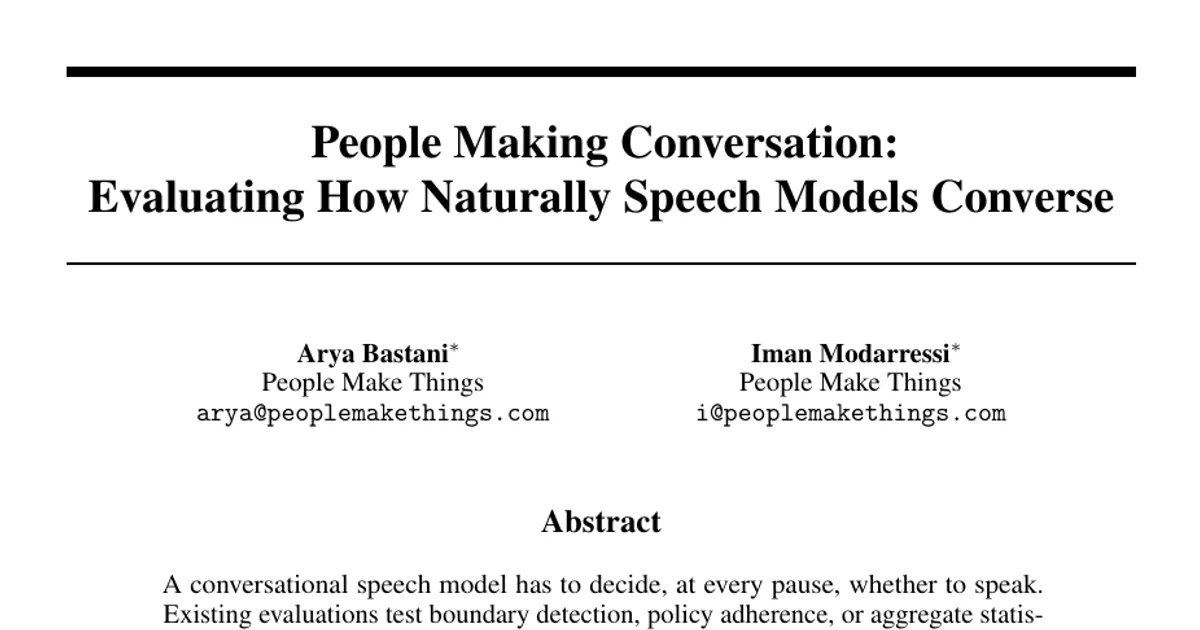 People Making Conversation: Evaluating How Naturally Speech Models Converse