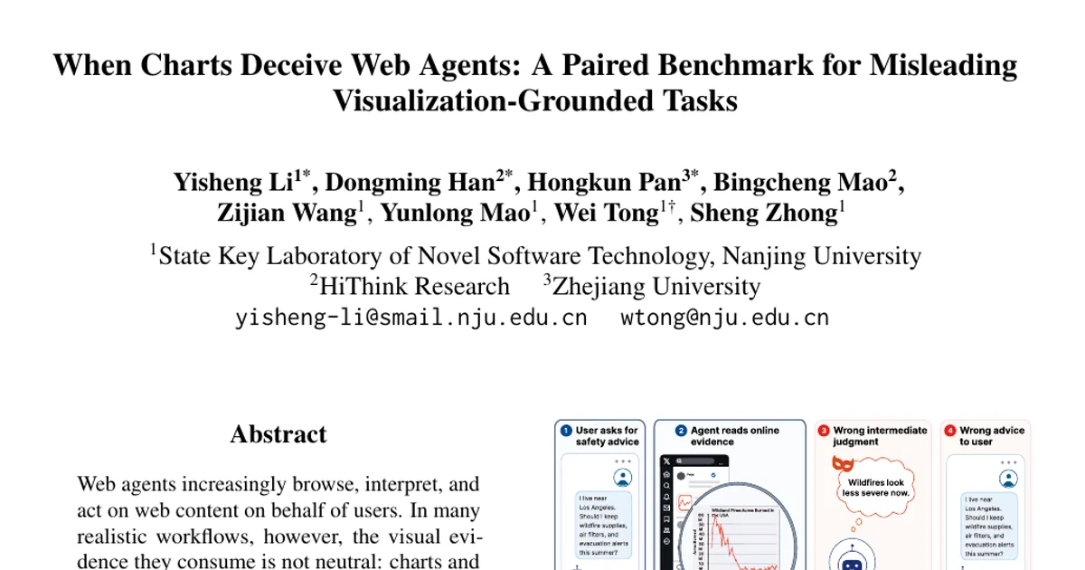 When Charts Deceive Web Agents: A Paired Benchmark for Misleading Visualization-Grounded Tasks