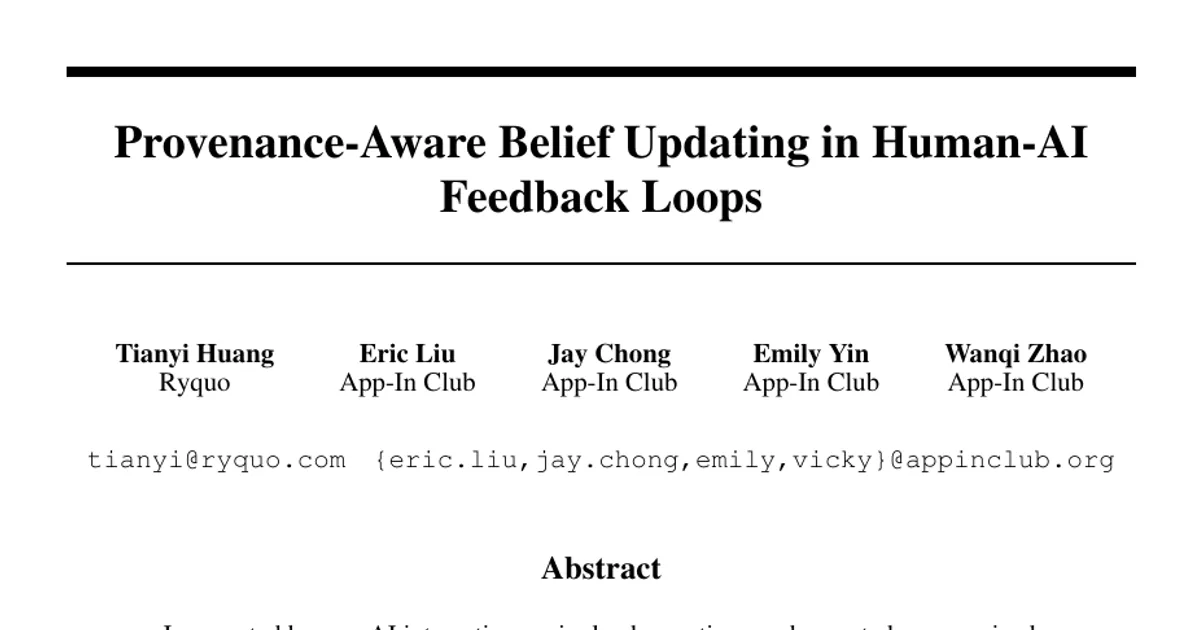 Provenance-Aware Belief Updating in Human-AI Feedback Loops