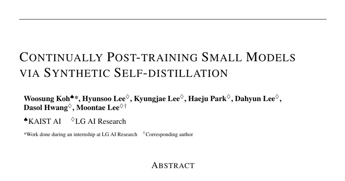 Continually Post-training Small Models via Synthetic Self-distillation
