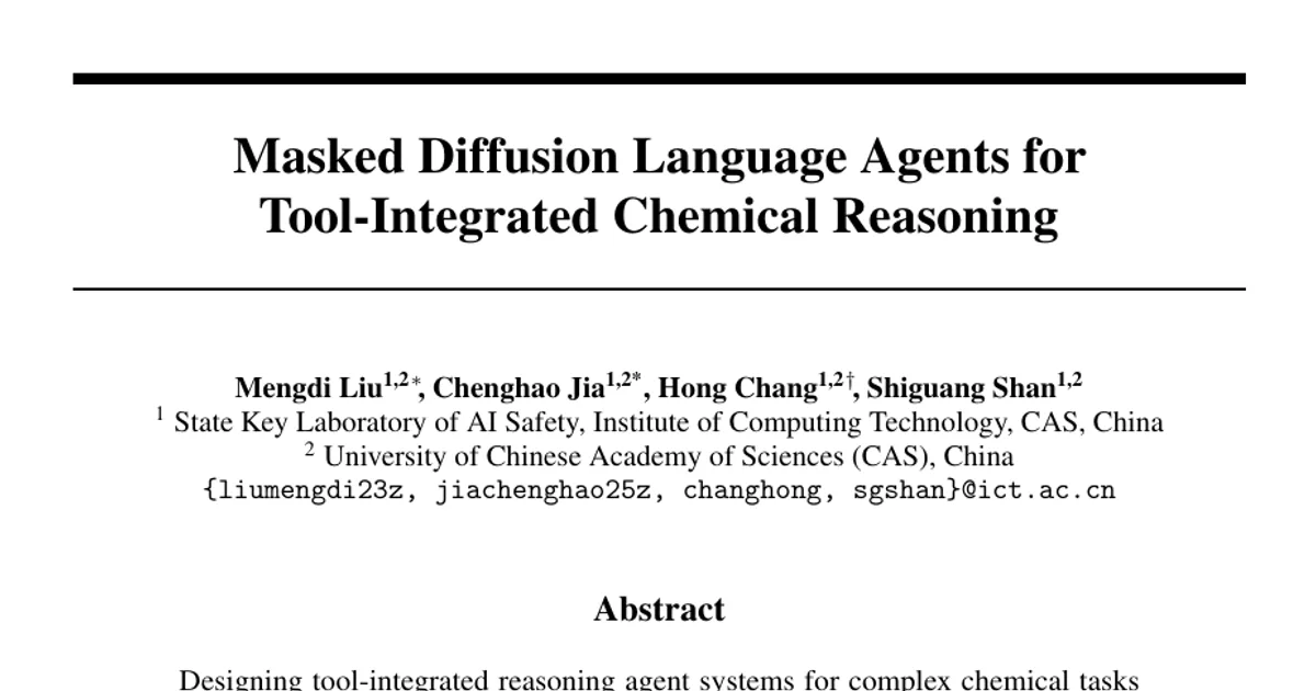 Masked Diffusion Language Agents for Tool-Integrated Chemical Reasoning