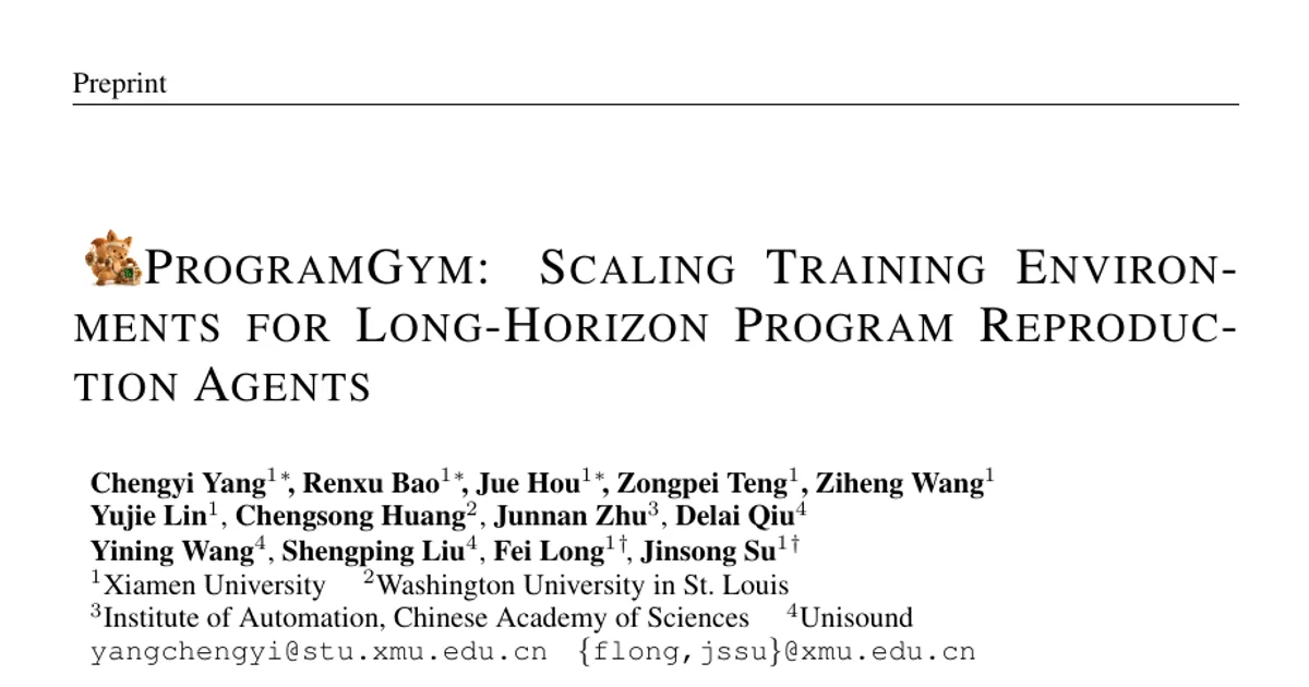 ProgramGym: Scaling Training Environments for Long-Horizon Program Reproduction Agents