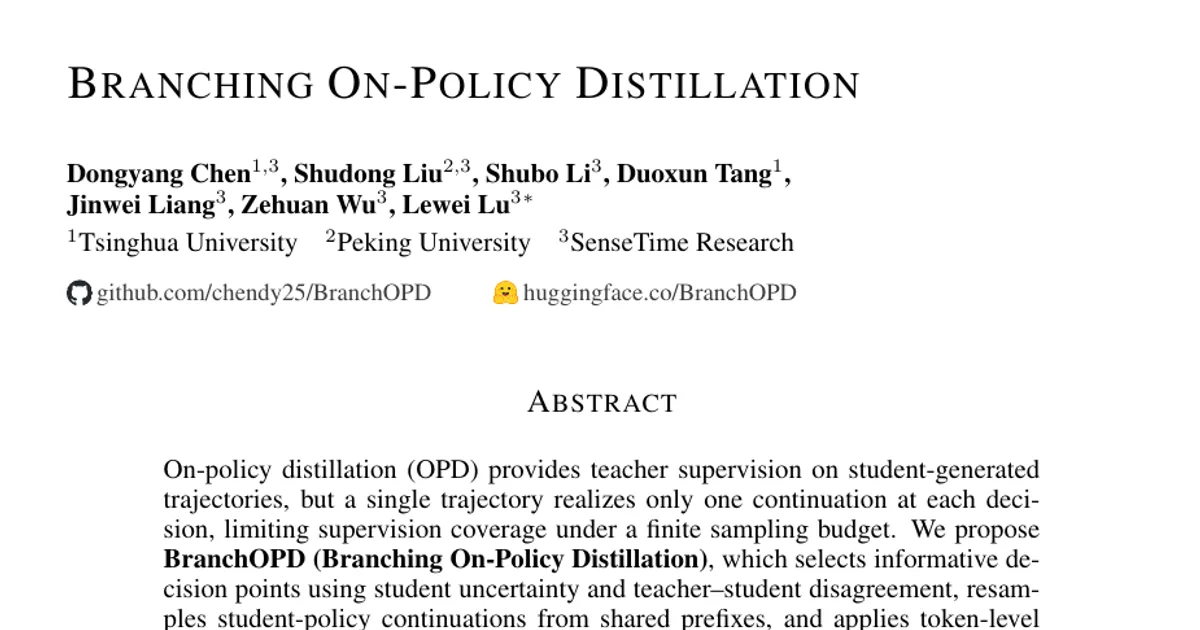 Branching On-Policy Distillation