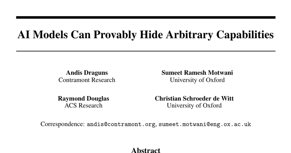 AI Models Can Provably Hide Arbitrary Capabilities