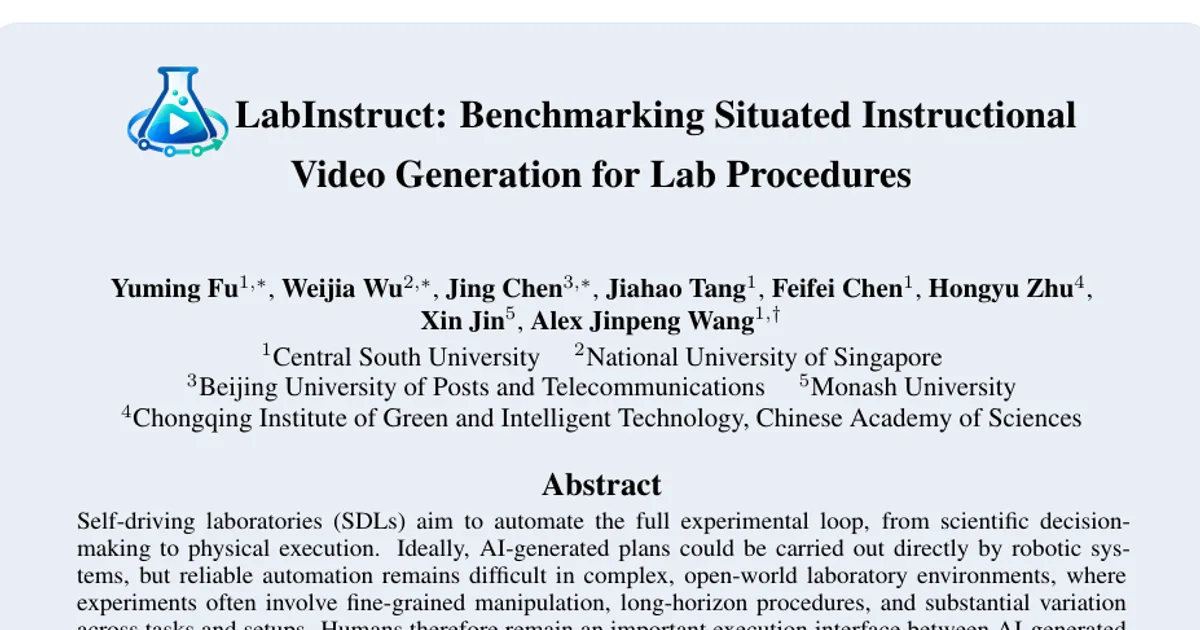 LabInstruct: Benchmarking Situated Instructional Video Generation for Lab Procedures