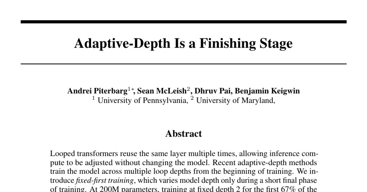 Adaptive-Depth Is a Finishing Stage