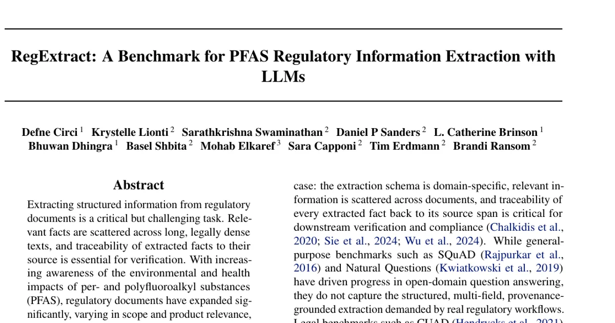 RegExtract: A Benchmark for PFAS Regulatory Information Extraction with LLMs