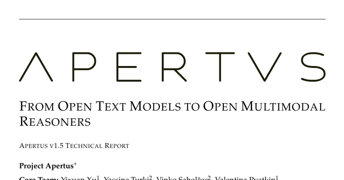 Apertus 1.5: From Open Text Models to Open Multimodal Reasoners