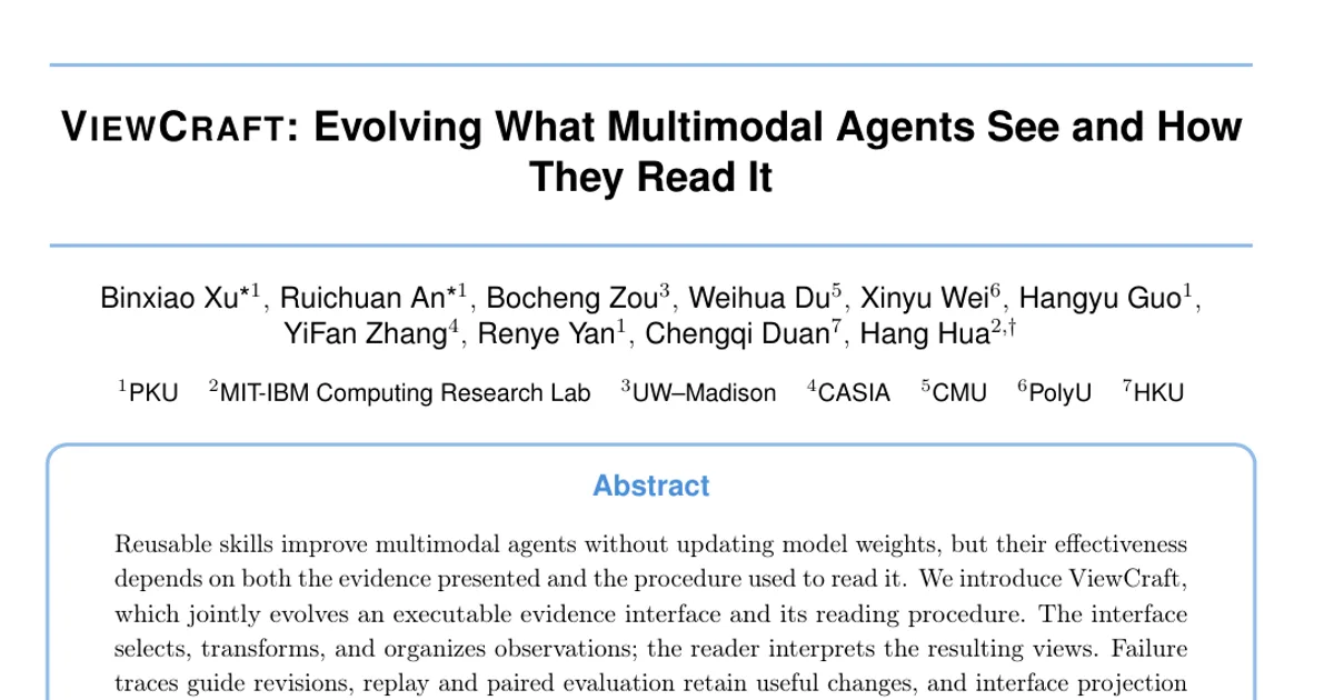 VIEWCRAFT: Evolving What Multimodal Agents See and How They Read It