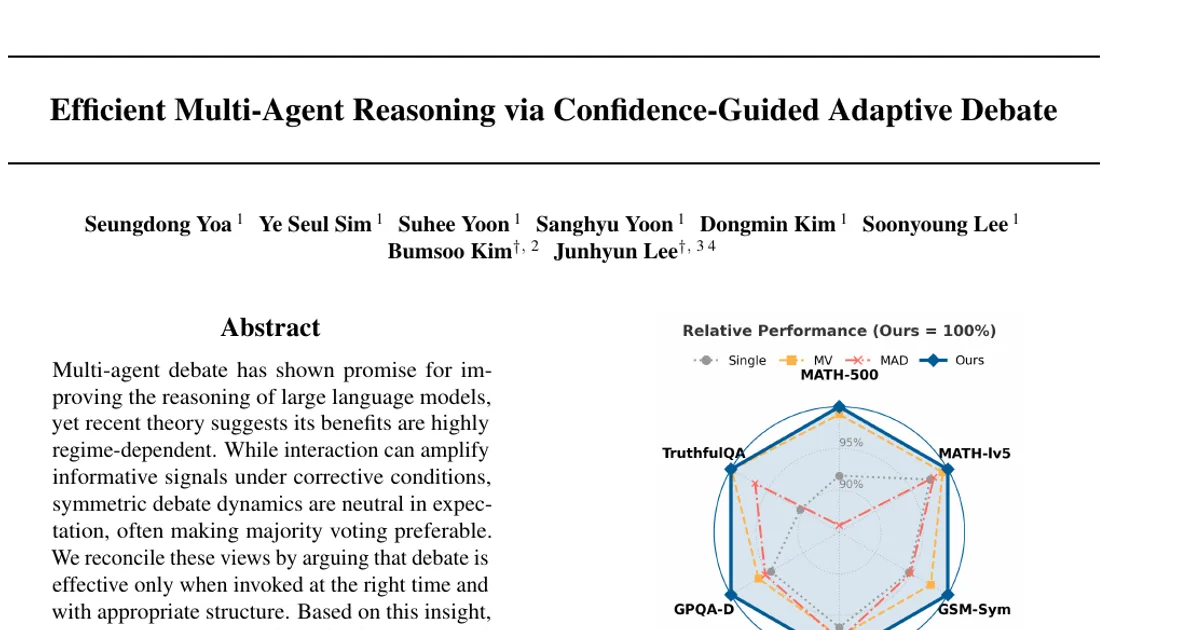 Efficient Multi-Agent Reasoning via Confidence-Guided Adaptive Debate