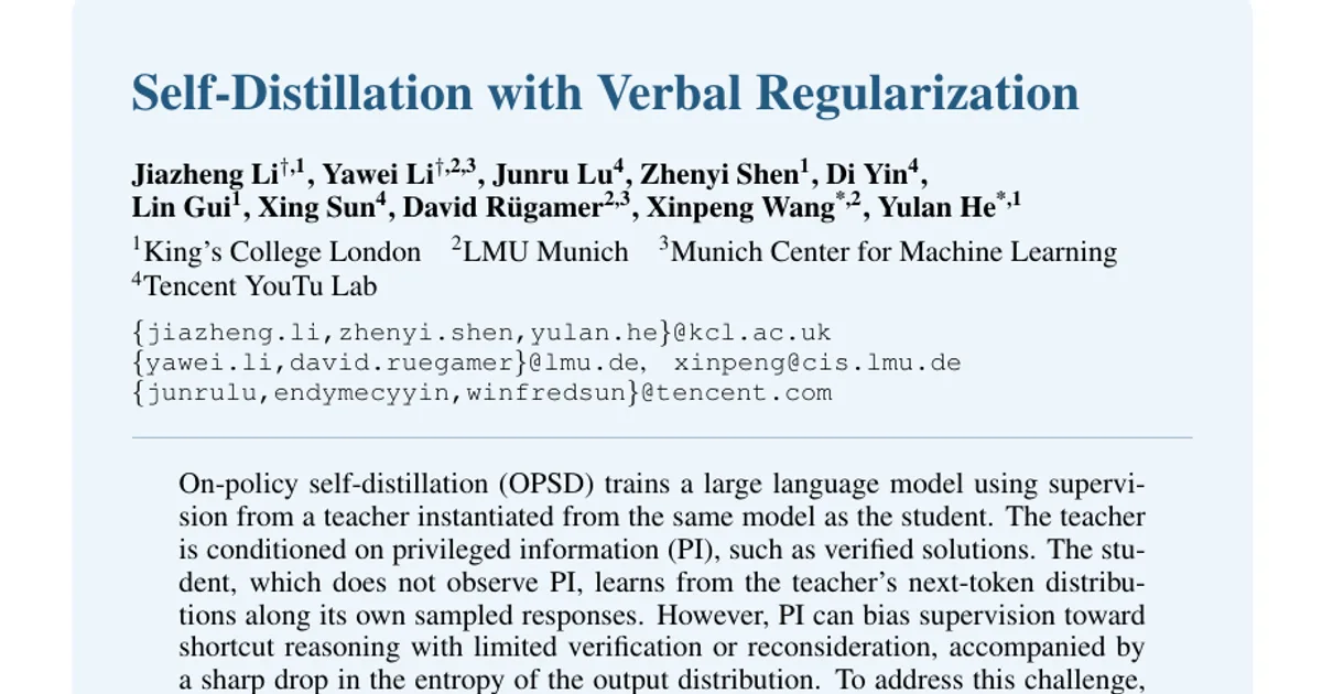 Self-Distillation with Verbal Regularization