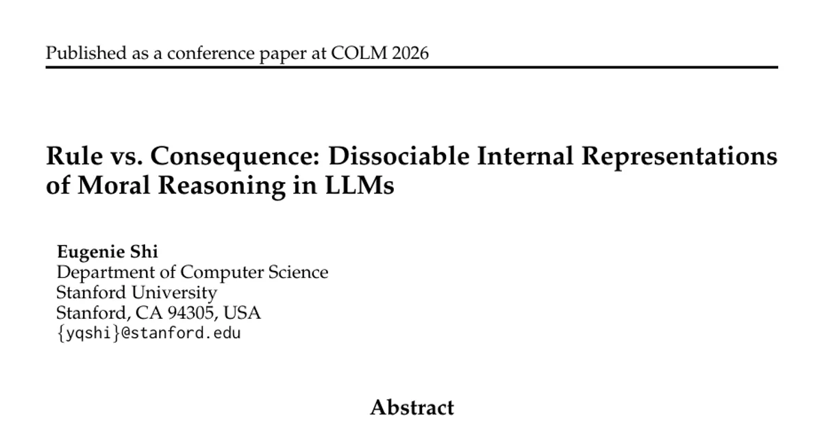 Rule vs.Consequence: Dissociable Internal Representations of Moral Reasoning in LLMs