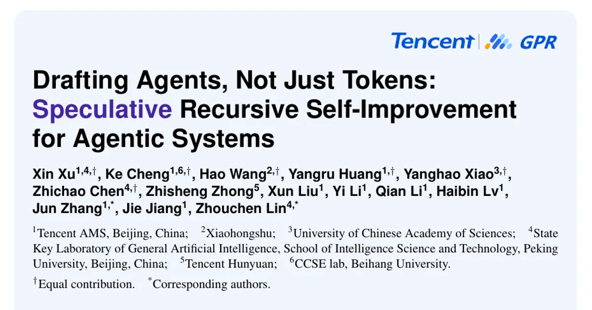 Drafting Agents, Not Just Tokens: Speculative Recursive Self-Improvement for Agentic Systems