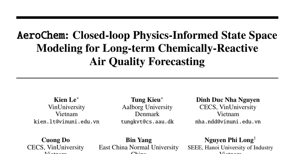 AeroChem: Closed-loop Physics-Informed State Space Modeling for Long-term Chemically-Reactive Air Quality Forecasting--Extended Version