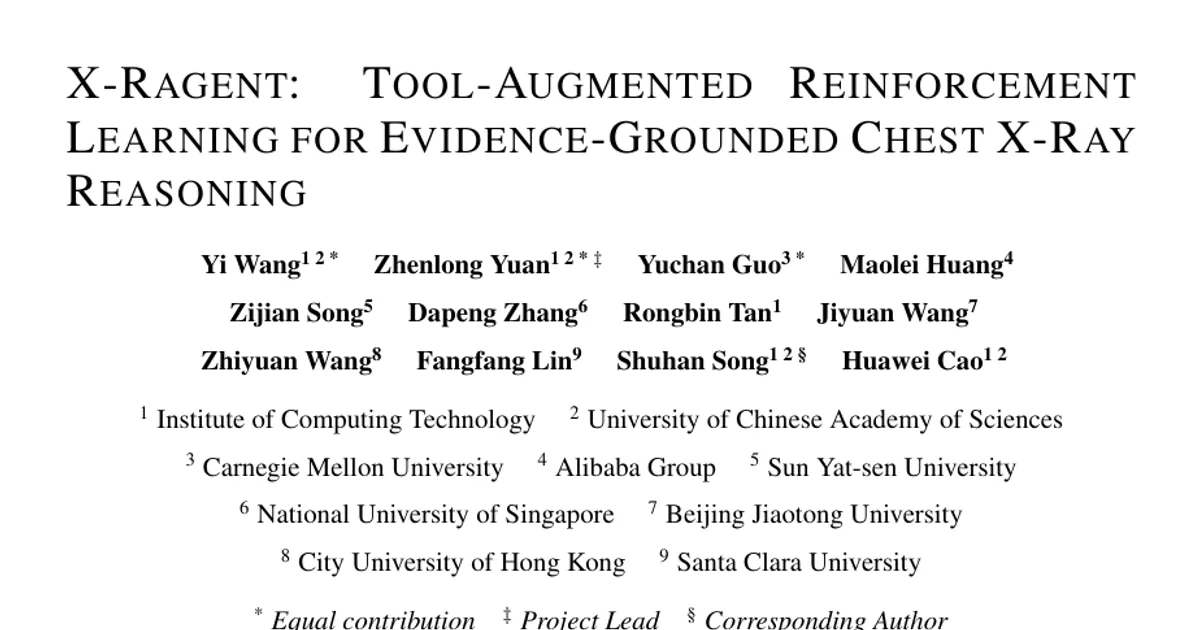 X-Ragent: Tool-Augmented Reinforcement Learning for Evidence-Grounded Chest X-Ray Reasoning