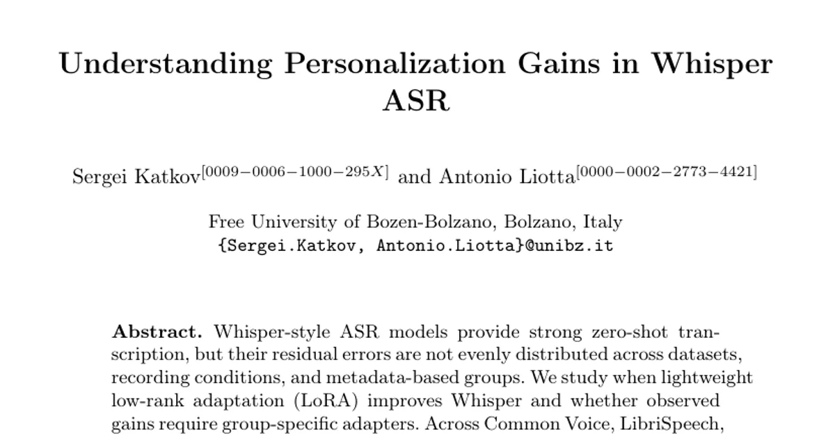 Understanding Personalization Gains in Whisper