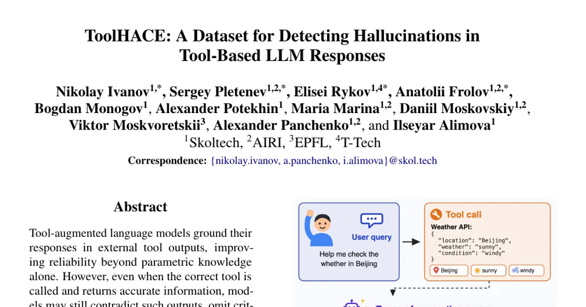 ToolHACE: A Dataset for Detecting Hallucinations in Tool-Based LLM Responses