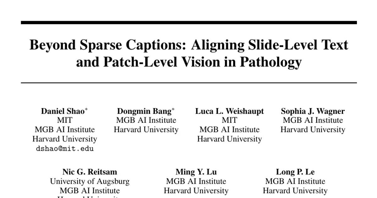 Beyond Sparse Captions: Aligning Slide-Level Text and Patch-Level Vision in Pathology