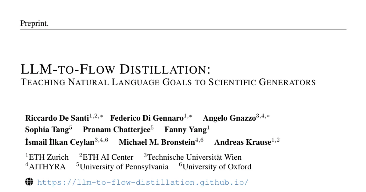 LLM-to-Flow Distillation: Teaching Natural Language Goals to Scientific Generators