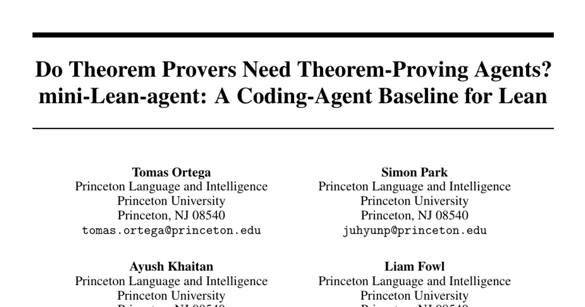 Do Theorem Provers Need Theorem-Proving Agents? mini-Lean-agent: A Coding-Agent Baseline for Lean