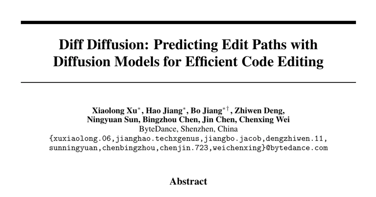 Diff Diffusion: Predicting Edit Paths with Diffusion Models for Efficient Code Editing