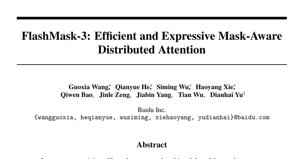 FlashMask-3: Efficient and Expressive Mask-Aware Distributed Attention