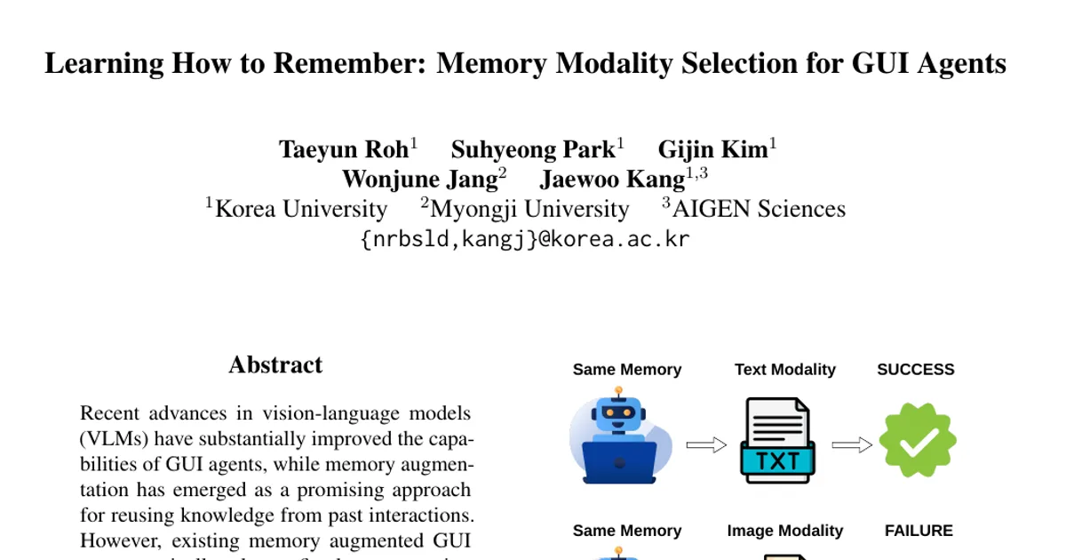 Learning How to Remember: Memory Modality Selection for GUI Agents