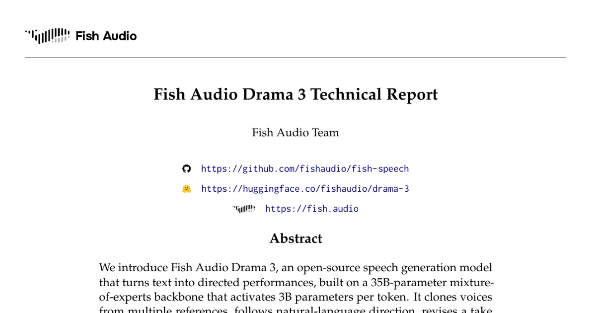 Fish Audio Drama 3 Technical Report