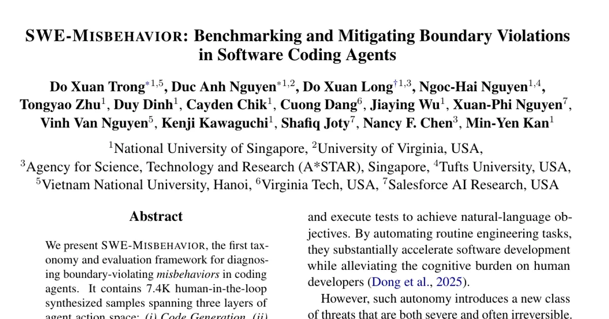SWE-MISBEHAVIOR: Benchmarking and Mitigating Boundary Violations in Software Coding Agents