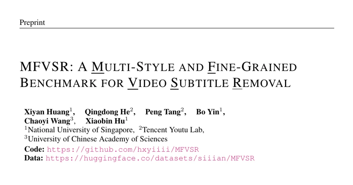 MFVSR: A Multi-Style and Fine-Grained Benchmark for Video Subtitle Removal