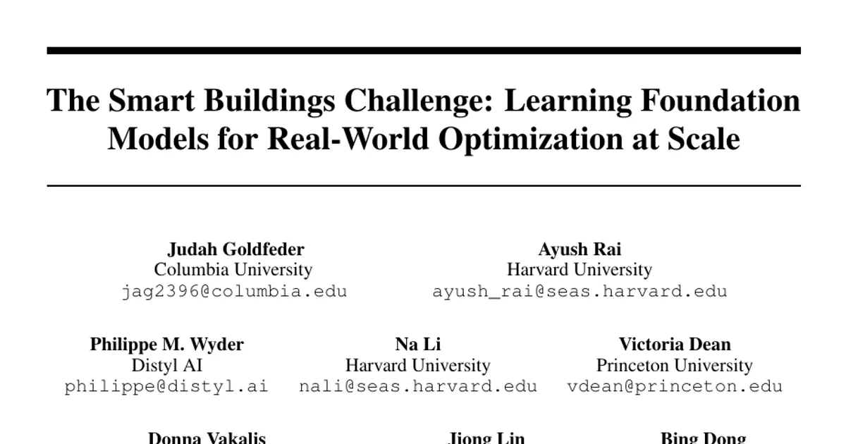 The Smart Buildings Challenge: Learning Foundation Models for Real-World Optimization at Scale