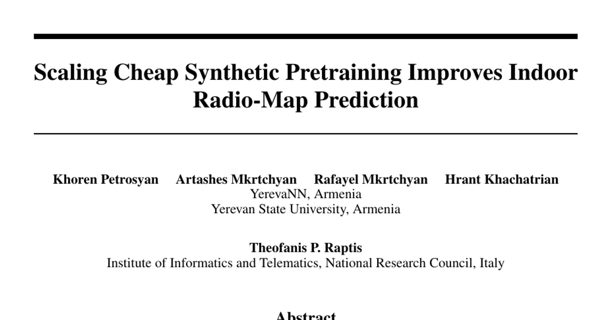 Scaling Cheap Synthetic Pretraining Improves Indoor Radio-Map Prediction