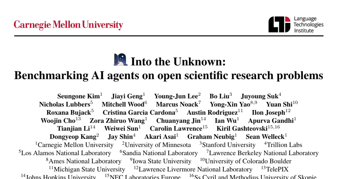 Into the Unknown: Benchmarking AI agents on open scientific research problems