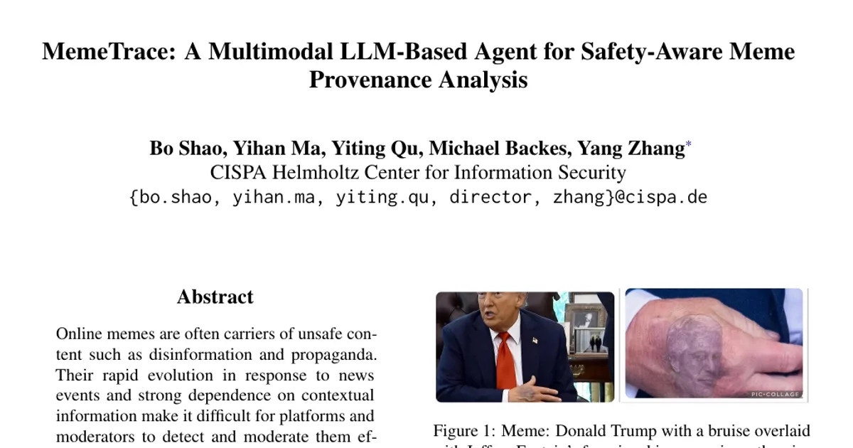 MemeTrace: A Multimodal LLM-Based Agent for Safety-Aware Meme Provenance Analysis