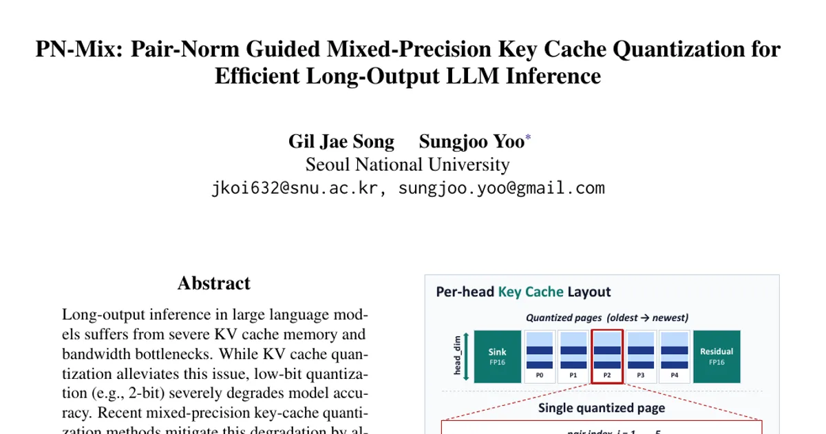 PN-Mix: Pair-Norm Guided Mixed-Precision Key Cache Quantization for Efficient Long-Output LLM Inference