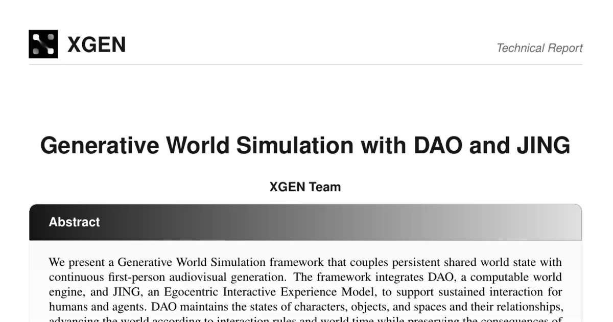 Generative World Simulation with DAO and JING