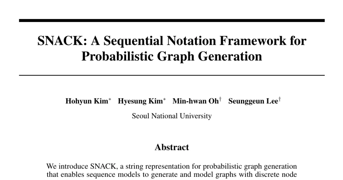 SNACK: A Sequential Notation Framework for Probabilistic Graph Generation