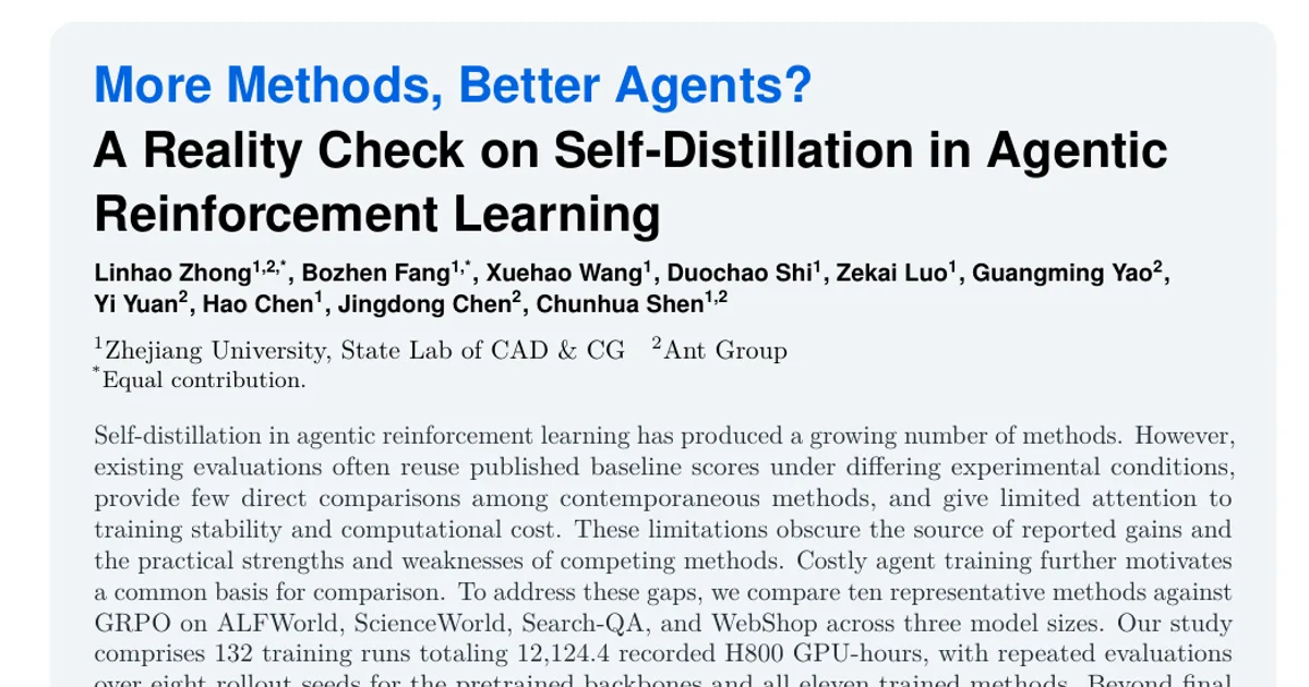 More Methods, Better Agents? A Reality Check on Self-Distillation in Agentic Reinforcement Learning