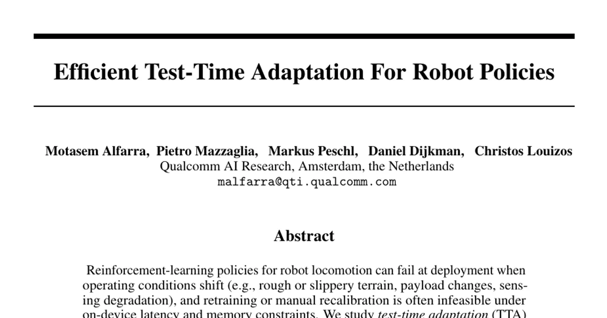Efficient Test-Time Adaptation For Robot Policies