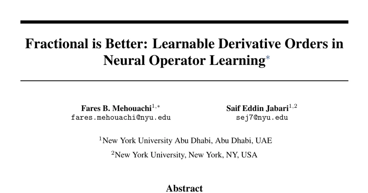 Fractional is Better: Learnable Derivative Orders in Neural Operator Learning