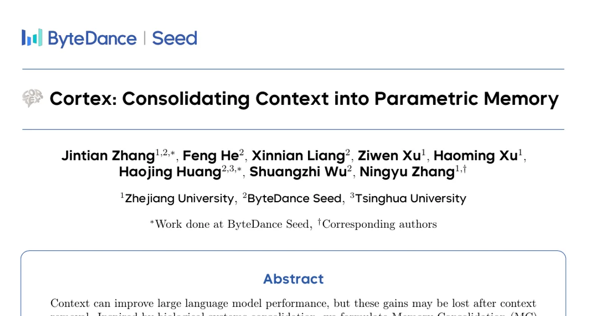 Cortex: Consolidating Context into Parametric Memory