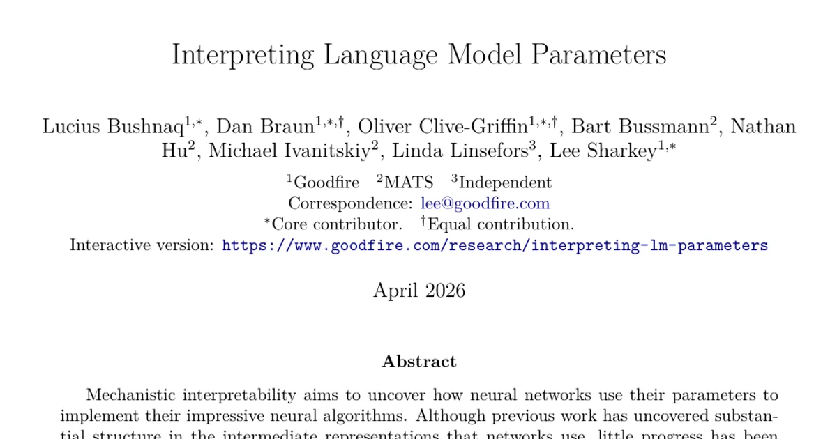 Interpreting Language Model Parameters