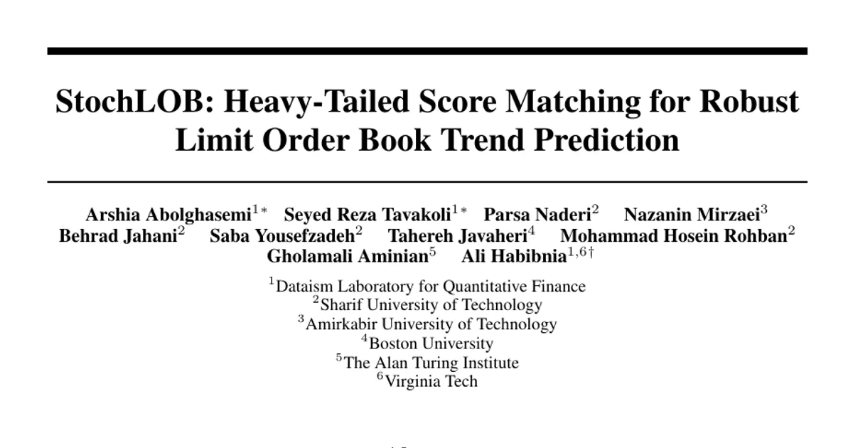 StochLOB: Heavy-Tailed Score Matching for Robust Limit Order Book Trend Prediction