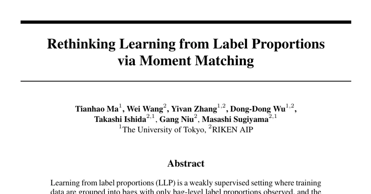 Rethinking Learning from Label Proportions via Moment Matching