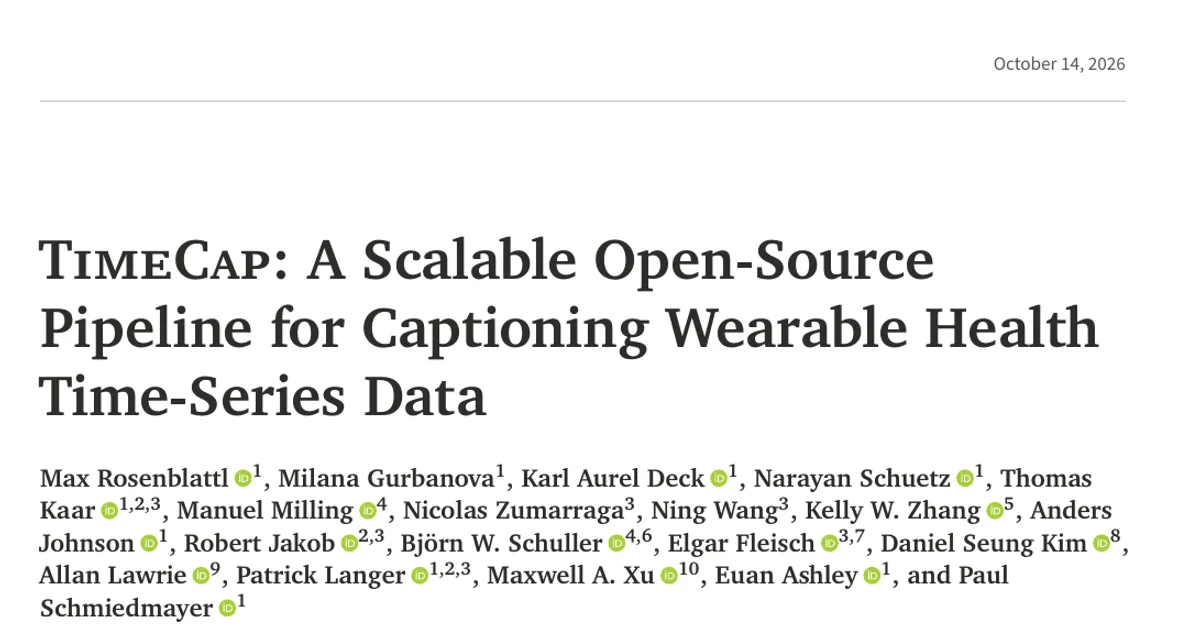 TimeCap: A Scalable Open-Source Pipeline for Captioning Wearable Health Time-Series Data